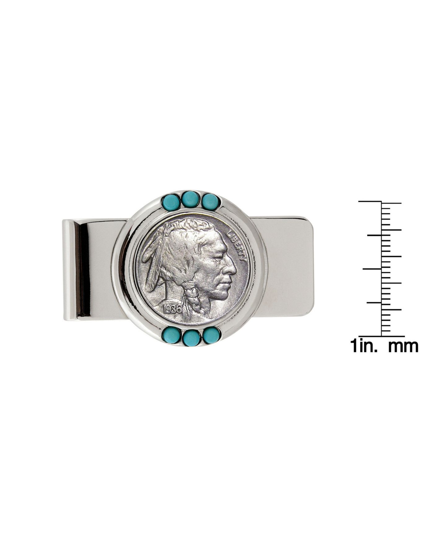 Мужской зажим для денег American Coin Treasures с монетой Buffalo Nickel, бирюза — фото 2
