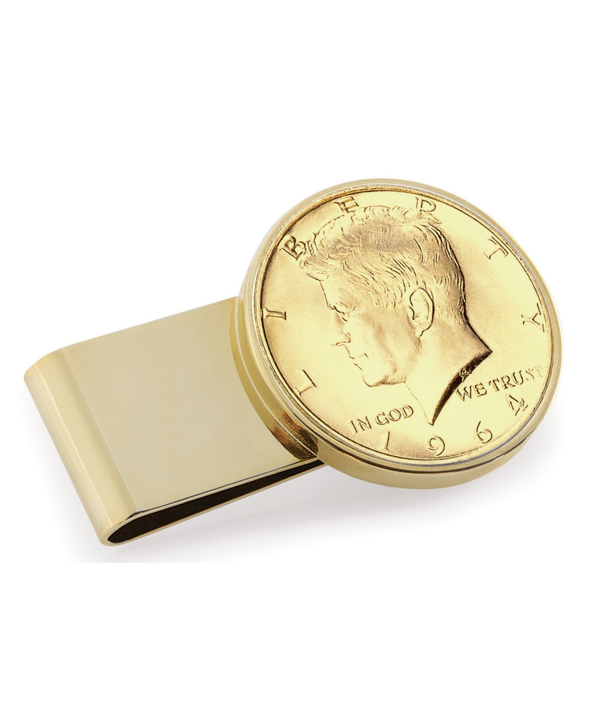 Men's American Coin Treasures Gold-Layered Jfk 1964 First Year of Issue Half Dollar Stainless Steel Coin Money Clip - Gold