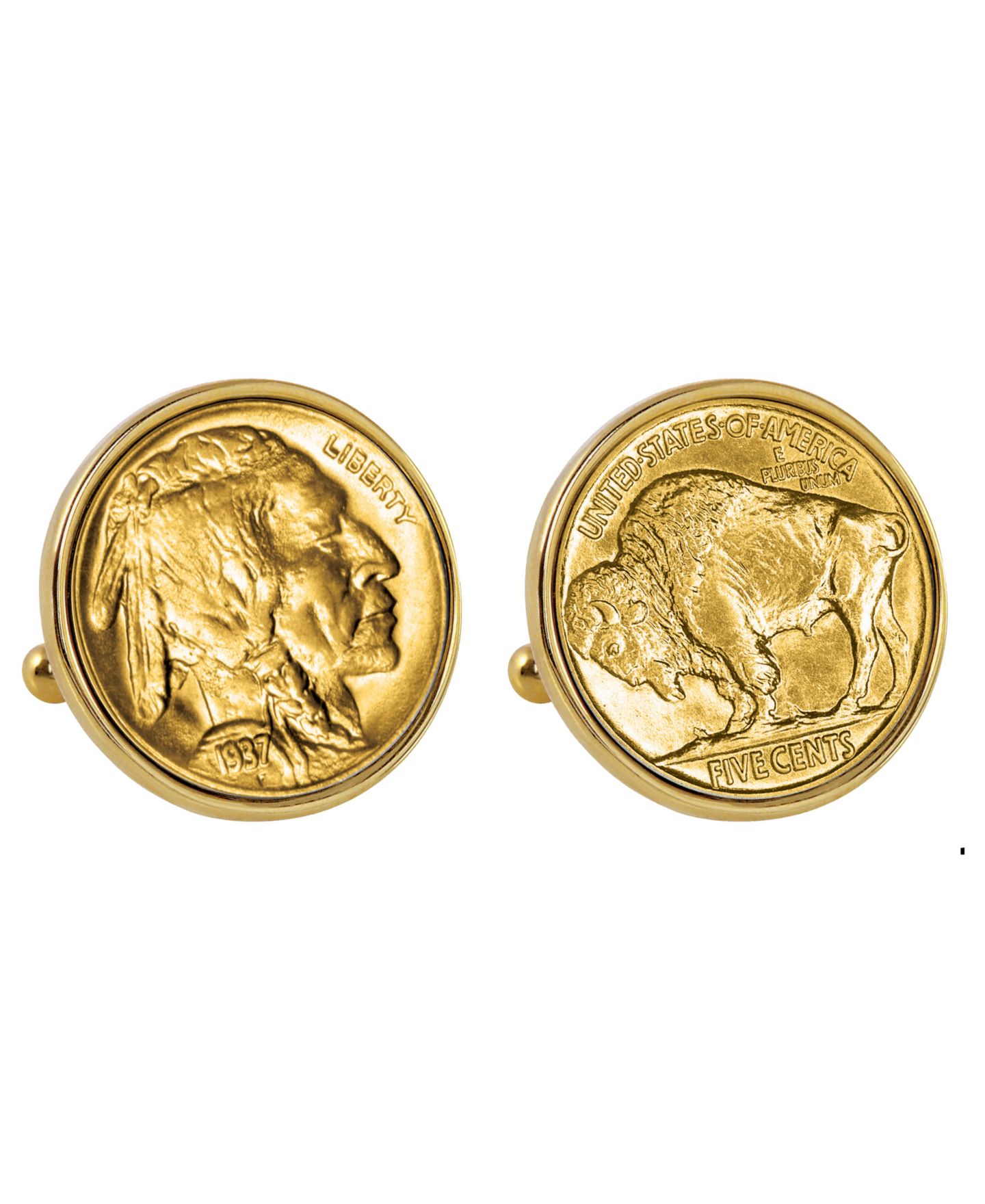 Мужские запонки American Coin Treasures Gold-Layered Buffalo Nickel Bezel Coin Cuff Links — фото 1