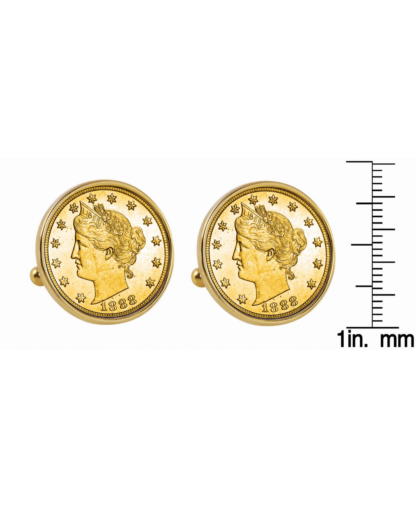 Мужские запонки American Coin Treasures Gold-Layered 1800's Liberty Nickel Bezel Coin Cuff Links — фото 2