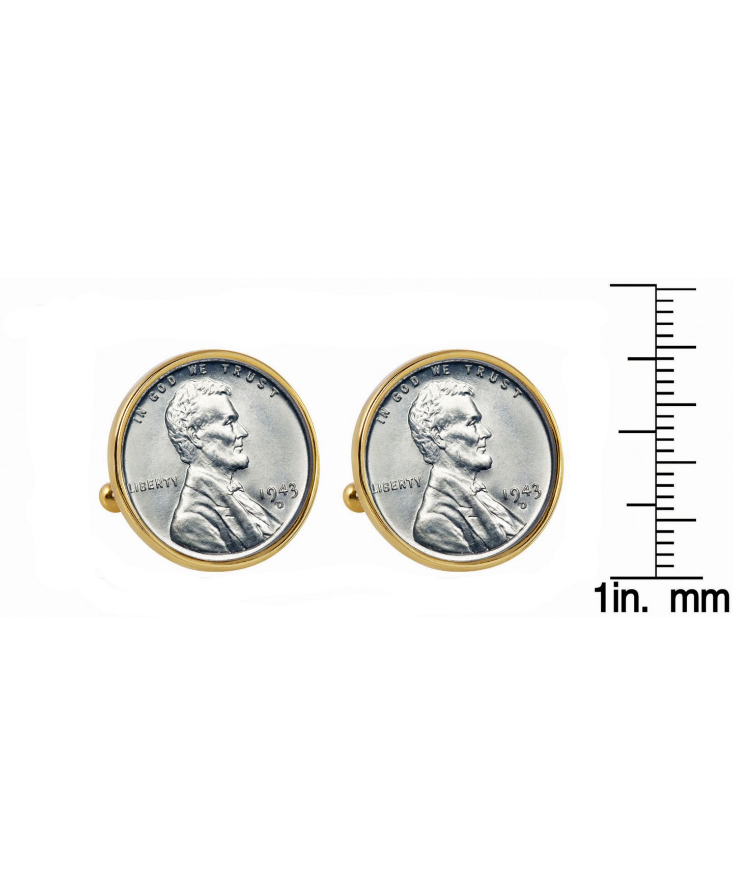 Мужские запонки American Coin Treasures 1943 Lincoln Steel Penny Bezel Coin Cuff Links — фото 2