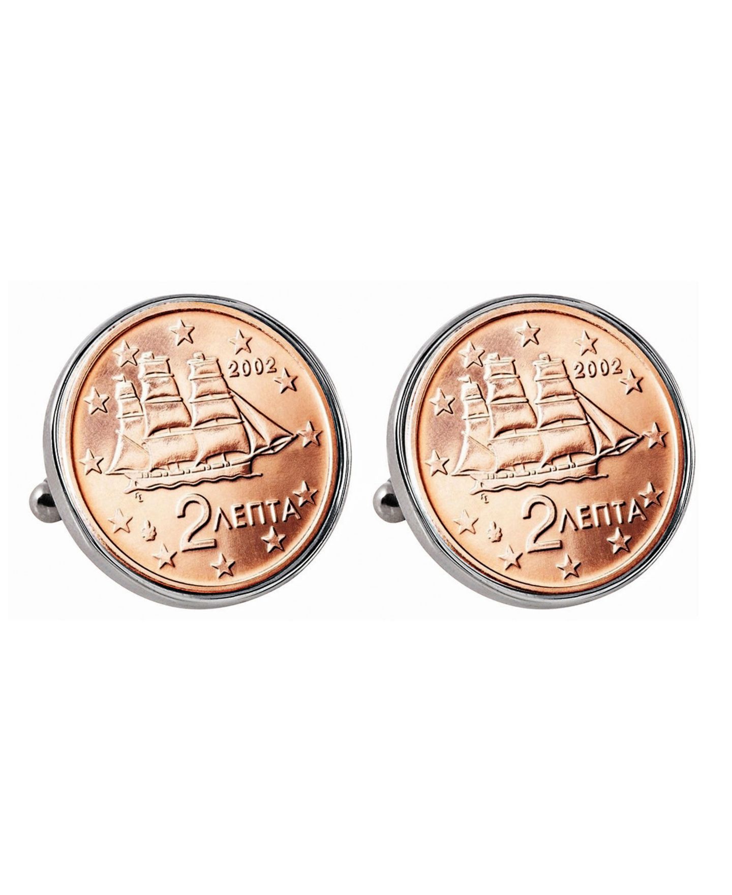 Мужские запонки American Coin Treasures Greek 2-Euro Coin Cufflinks — фото 1