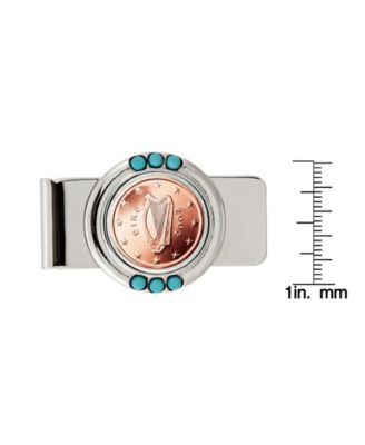 Men's Irish 2 Euro Coin Turquoise Money Clip