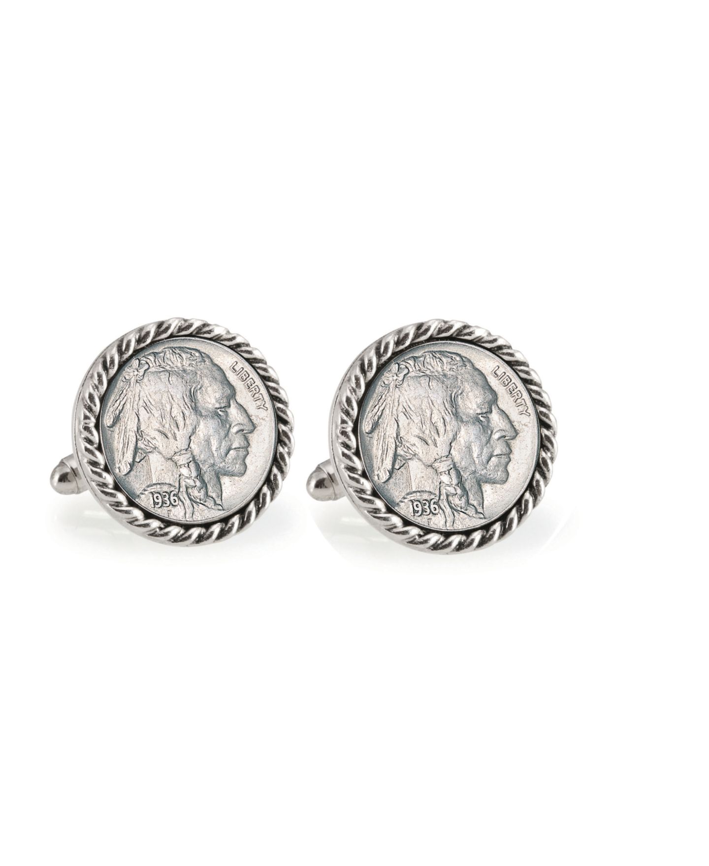 Мужские запонки American Coin Treasures Buffalo Nickel Rope Bezel Coin Cuff Links — фото 1