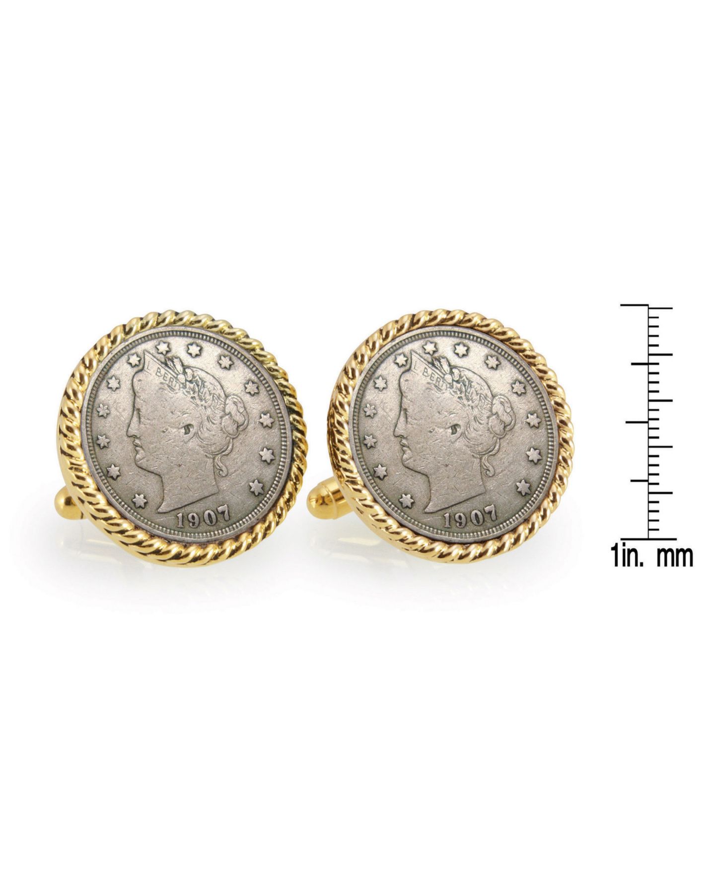 Мужские запонки American Coin Treasures Liberty Nickel Rope Bezel Coin Cuff Links — фото 2