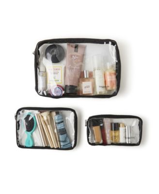 Women's Clear Travel Pouches, Set of 3