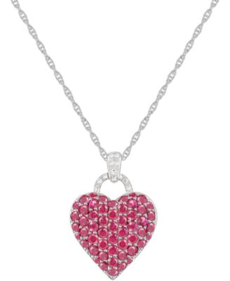 Macy's - Sapphire (1-3/4 ct. t.w.) and  Diamond Accent Heart Pendant Necklace in Sterling Silver