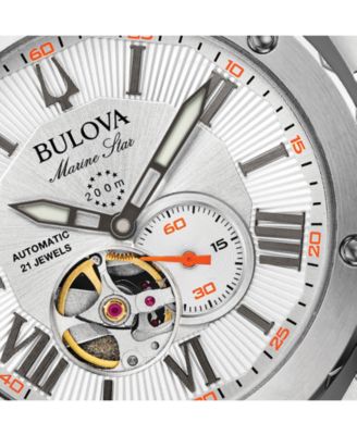 Men's Automatic Marine Star Orange Silicone Strap Watch 45mm