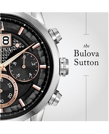 Bulova - Men's Chronograph Sutton Brown Leather Strap Watch 44mm
