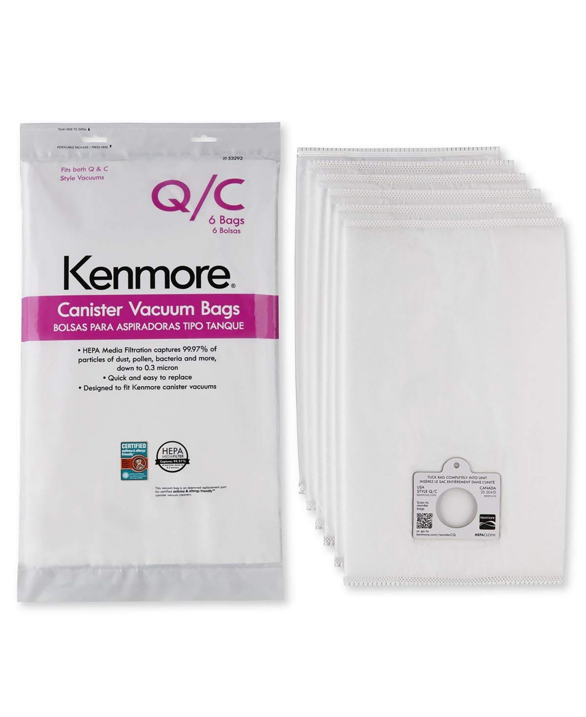 UPC 814953013921 product image for Kenmore Style Q Hepa Cloth Vacuum Bags 6 Pack | upcitemdb.com