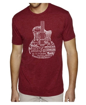 La Pop Art Men's Premium Word Art T-shirt - Languages Guitar