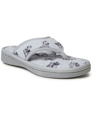 image of Dearfoams Women-s Melanie Terry Thong with Quilted Footbed Slipper