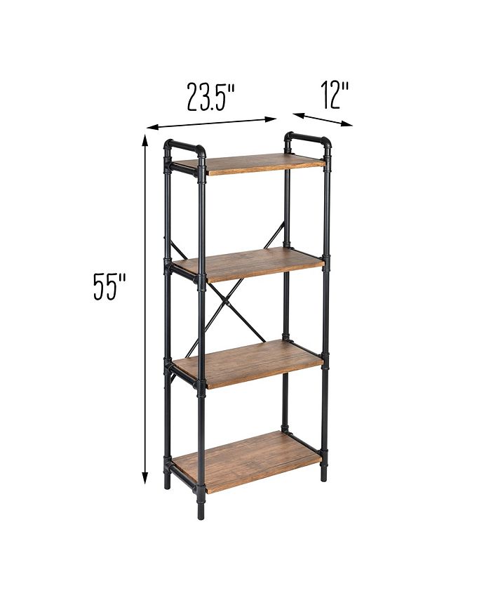 Honey Can Do 4-Tier Industrial Black Bookshelf & Reviews - Cleaning ...
