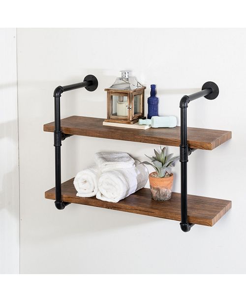 Honey Can Do 2Tier Black Industrial Wall Shelf & Reviews Bathroom