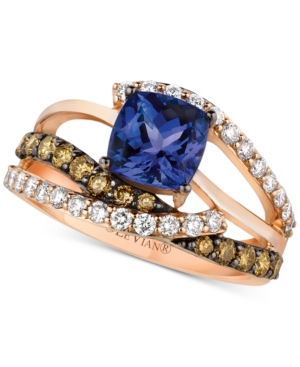 image of Le Vian Chocolatier Blueberry Tanzanite (1-3/8 ct. t.w.) & Diamond (7/8 ct. t.w.) Ring in 14k Rose Gold