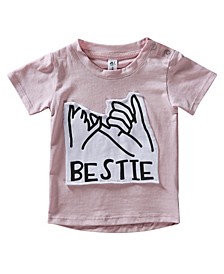 Toddler Boys and Girls Organic Cotton Bestie Short Sleeve Patch T-Shirts