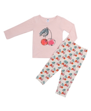 Earth Baby Outfitters Baby Girls Viscose from Bamboo Long Sleeve 2 Piece Cherry Pajamas Set
