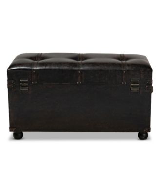 Callum Modern Transitional Upholstered 2 Drawer Storage Trunk Ottoman