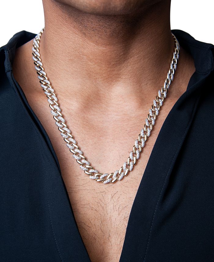 Macy's - Men's Diamond Link 20" Chain Necklace (1/2 ct. t.w.) in 10k Gold