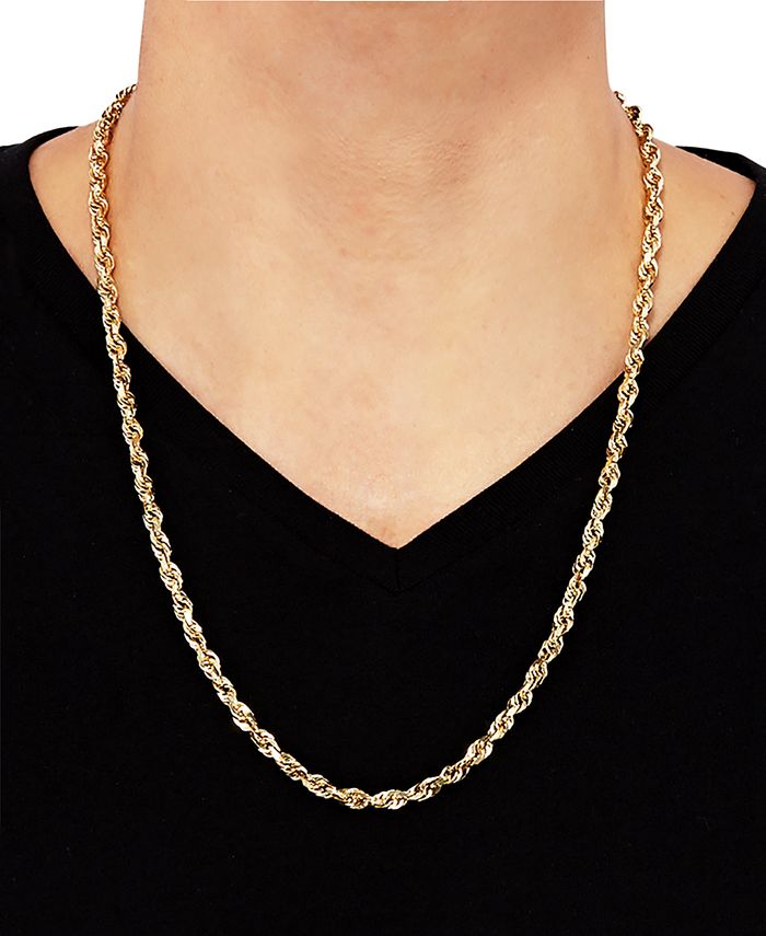 Macy's Men's Glitter Rope 24" Chain Necklace (4.5mm) in 14k Gold Macy's