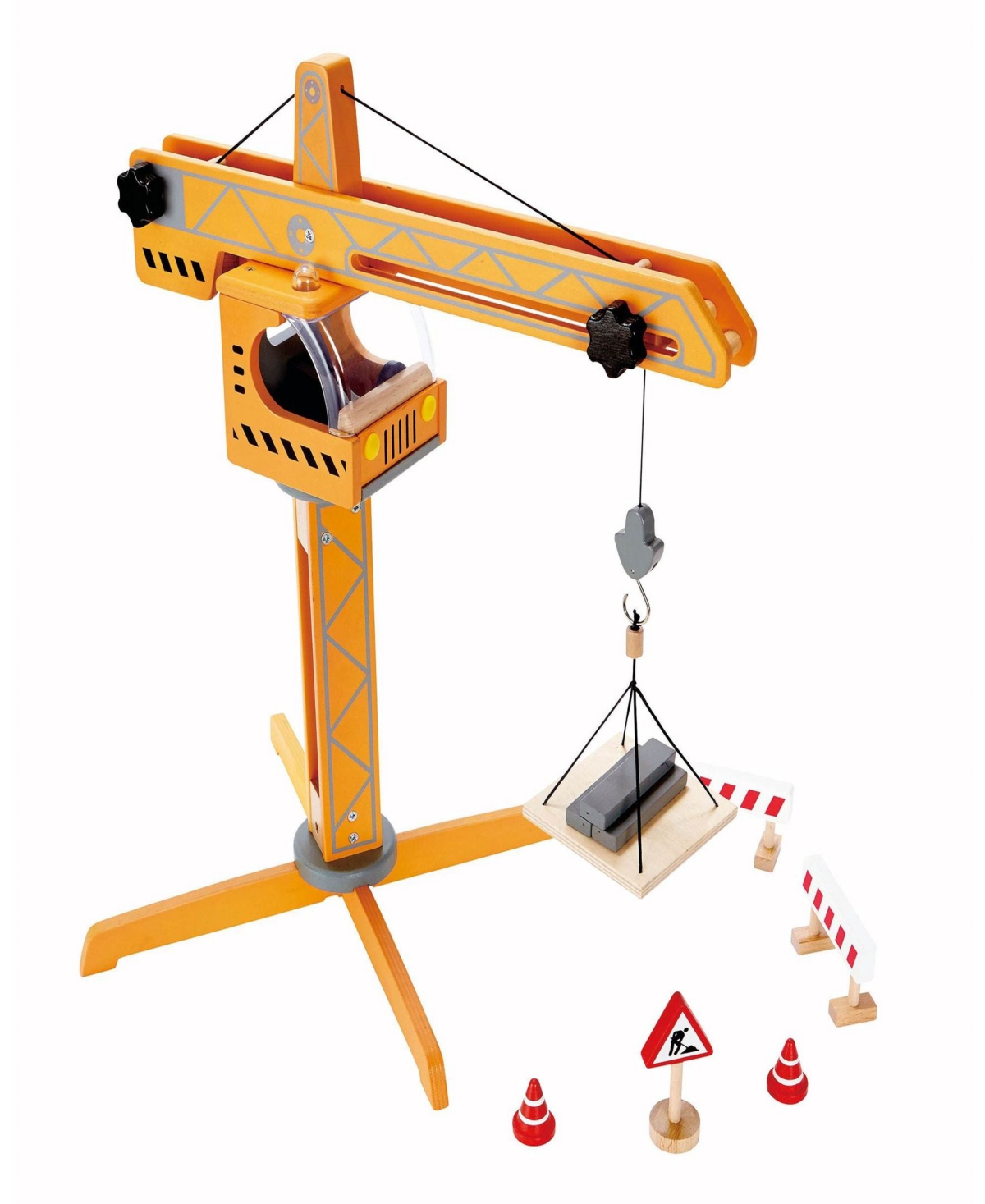 Shop Hape Yellow Plays Capes Crane Lift Playset In Multi