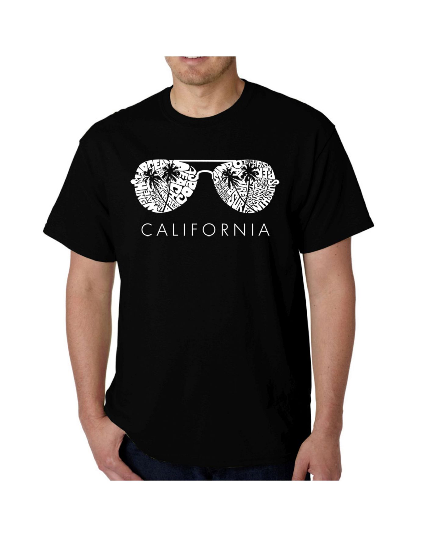 Мужская футболка LA Pop Art Word Art - California Shades, цвет: Чёрный — фото 1