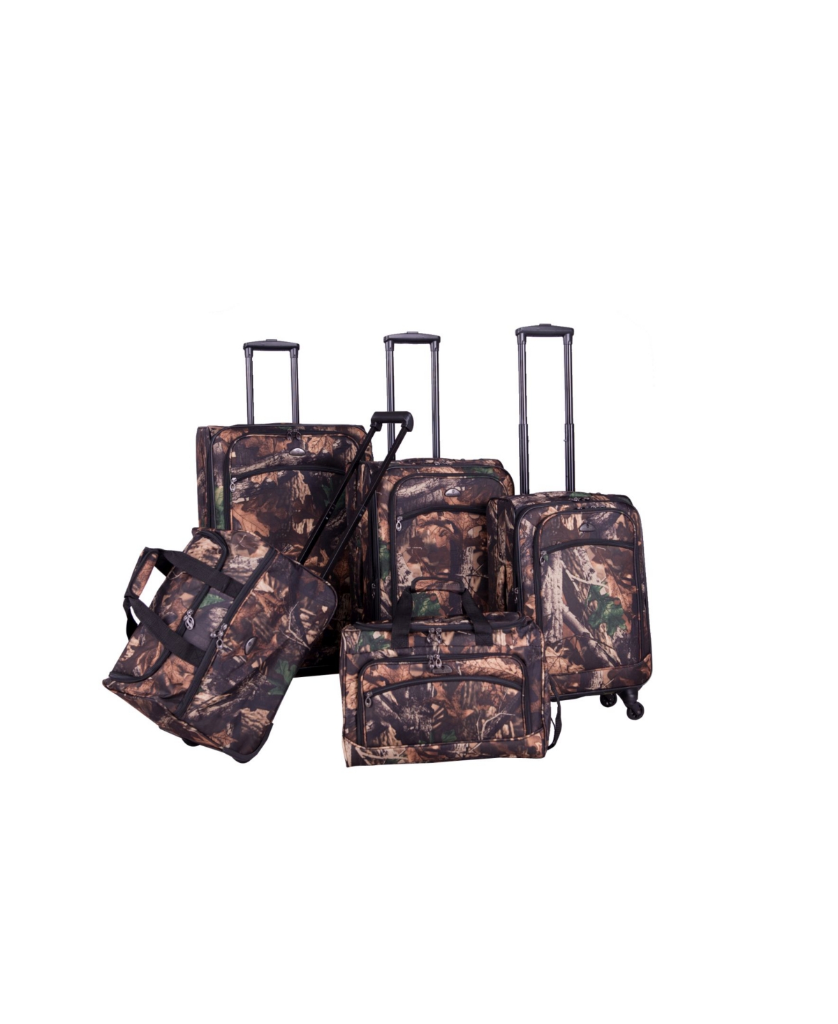 Camo Green 5 Piece Spinner Luggage Set - Green