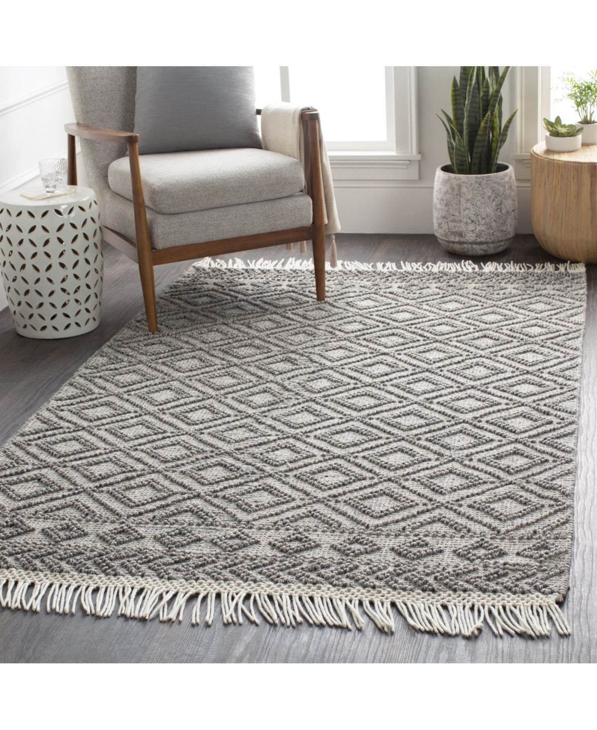 Closeout! Farmhouse Tassels Fts-2302Area Rug - Black