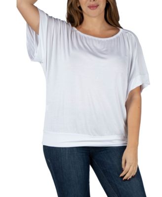 Plus Size Short Sleeve Loose Fitting Dolman Top