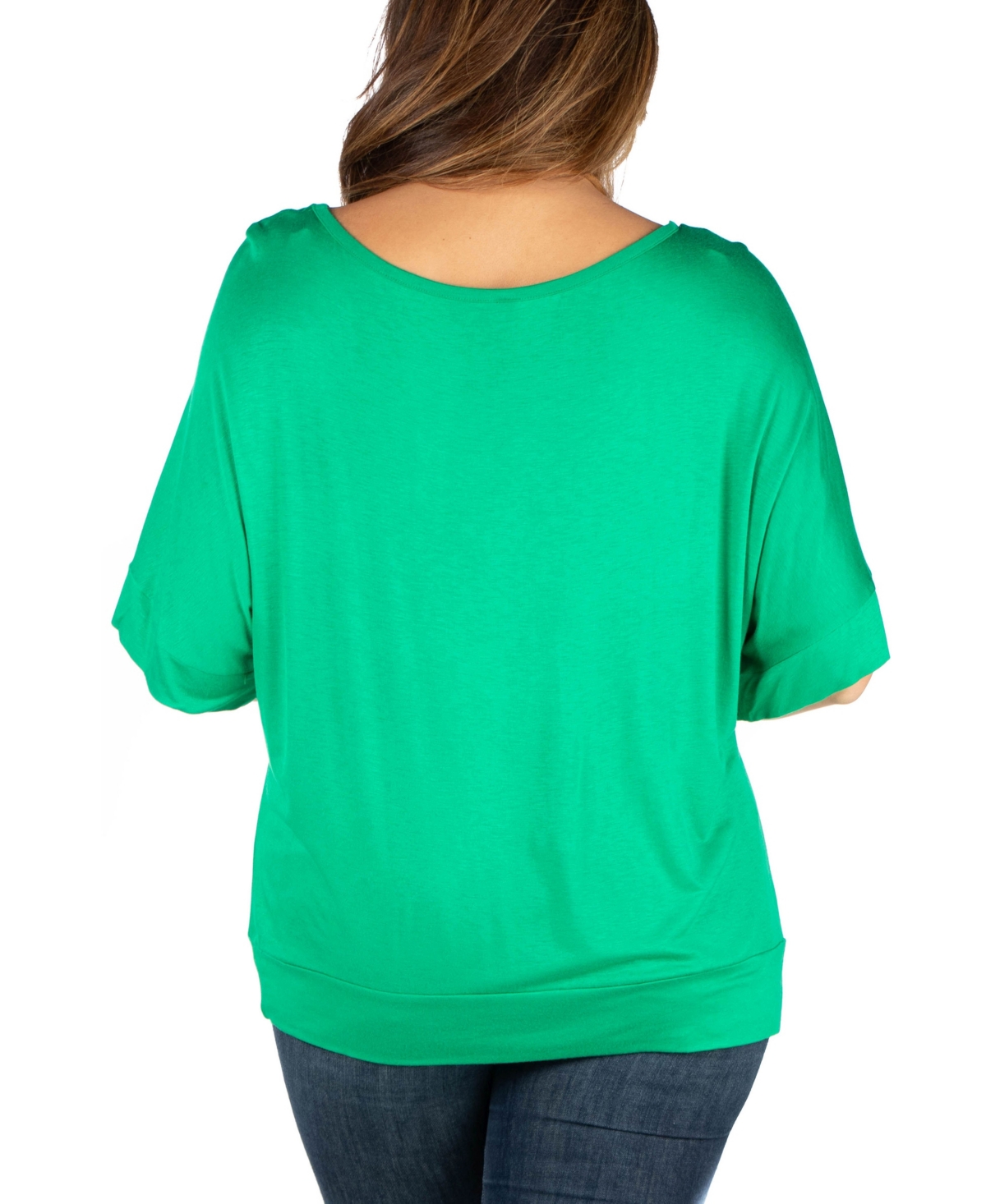 24seven Comfort Apparel Plus Size Short Sleeve Loose Fitting Dolman Top