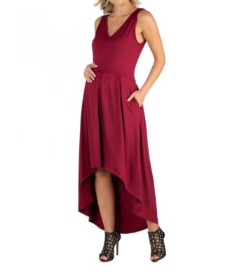 Sleeveless Fit and Flare High Low Maternity Dress