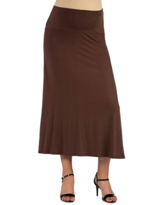 Womens Elastic Waist Solid Color Maternity Maxi Skirt