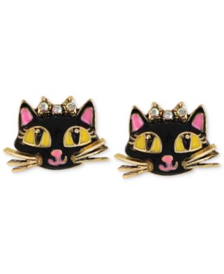 betsey johnson cat stud earrings