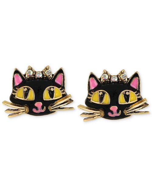 Betsey Johnson Antique Gold Tone Cat Stud Earrings Reviews