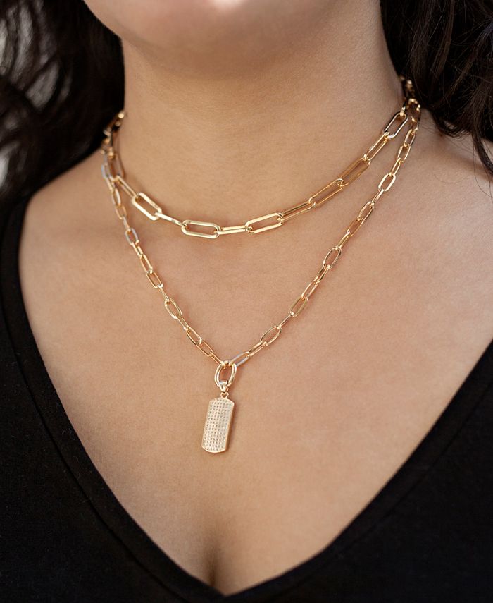 ETTIKA Linked Up Crystal Pendant Layered Women's Necklace Set - Macy's
