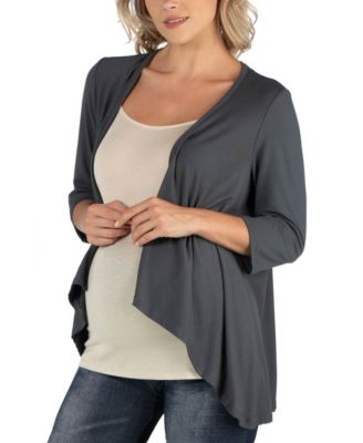 Elbow Length Sleeve Maternity Open Cardigan