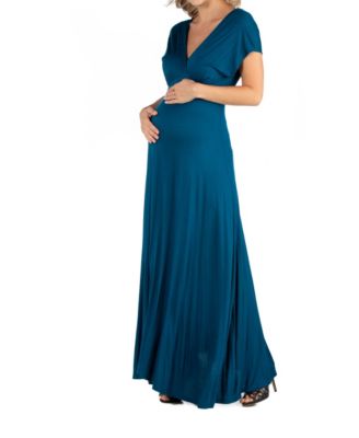 Cap Sleeve V Neck Maternity Maxi Dress