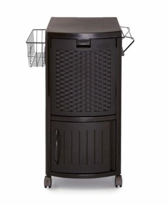 DCCW3000D 77 Quart Resin Wicker Patio Cooler with Cabinet & Wire Basket