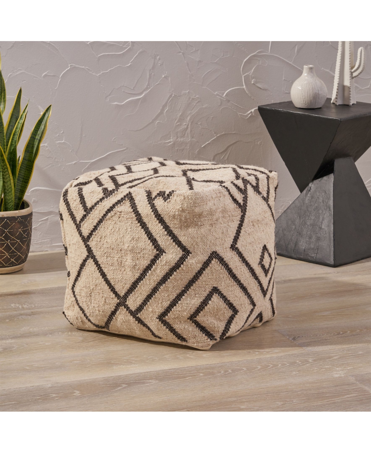 Noble House Cayton Boho Ottoman Pouf