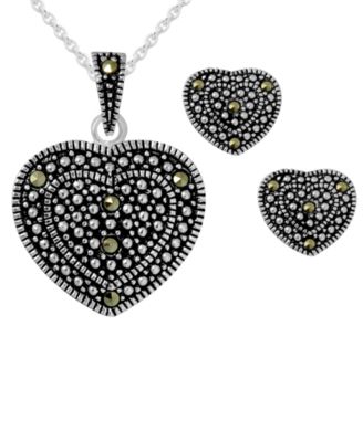 marcasite heart pendant