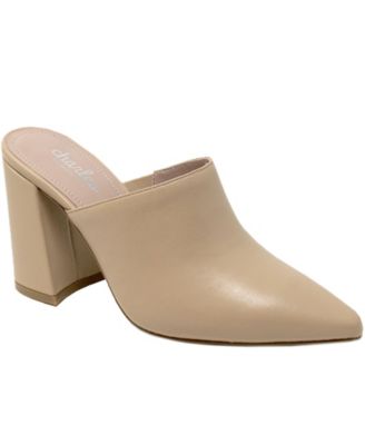 pointed toe block heel mules