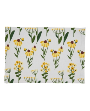 Saro Lifestyle Floral Placemat Set Of 4 In Yellow