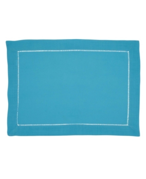 Saro Lifestyle Placemat With Hemstitched Border Set Of 12 In Turquoise