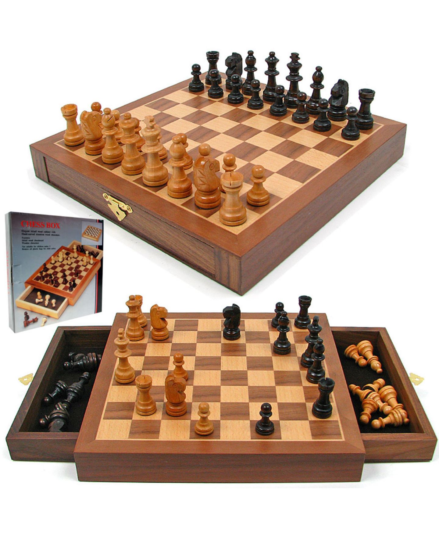 Детская игрушка Trademark Global Trademark Games Inlaid Walnut Style Magnetized Wood Wstaunton Wood Chessmen — фото 1