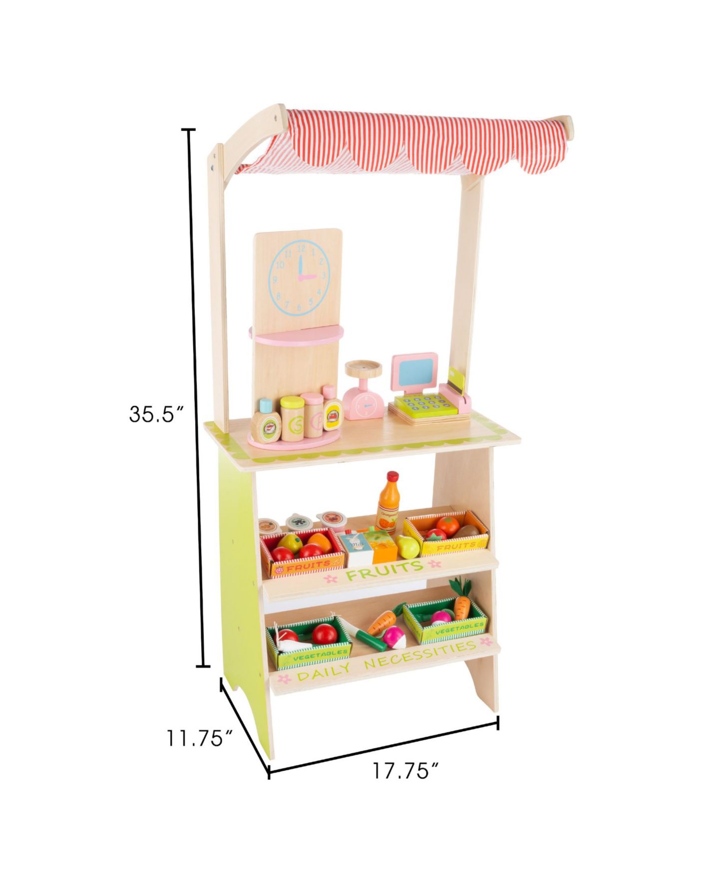 Детский игровой набор Trademark Global Fresh Market Selling Stand Wooden 31-Piece Playset, Ages 3+ — фото 2