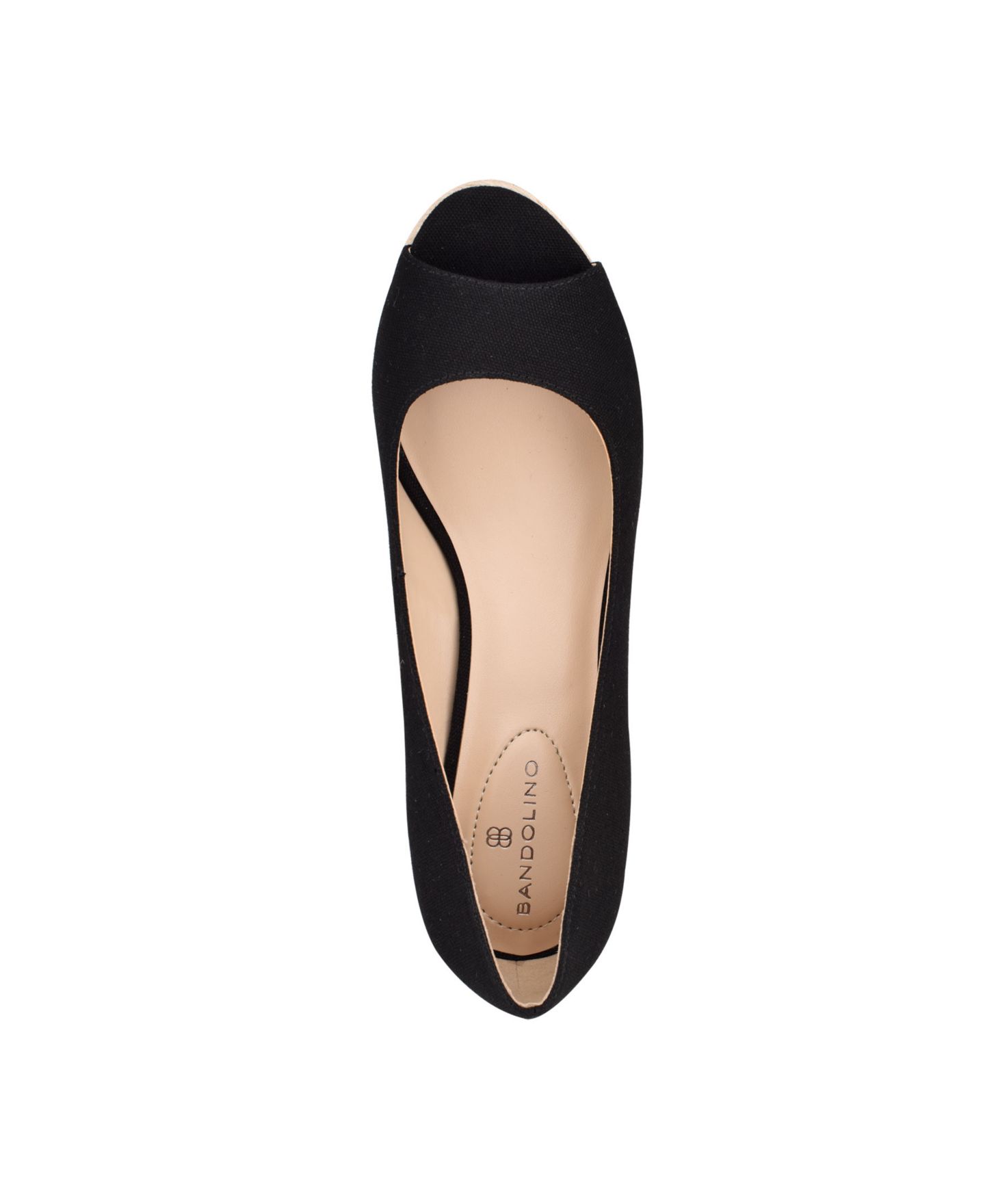 Женские сандалии Bandolino Nuri Peep-Toe Espadrille Wedges, цвет: Чёрный холщовый — фото 4