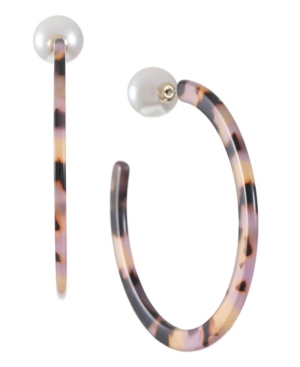 image of Trifari Gold-Tone Tortoise-Look Hoop Earrings