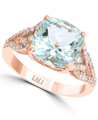 Lali Jewels Aquamarine (3-1/2 ct. t.w.) & Diamond (1/3 ct. t.w.) in 14k Gold - Rose Gold