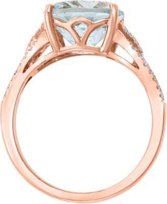Aquamarine (3-1/2 ct. t.w.) & Diamond (1/3 ct. t.w.) in 14k Rose Gold