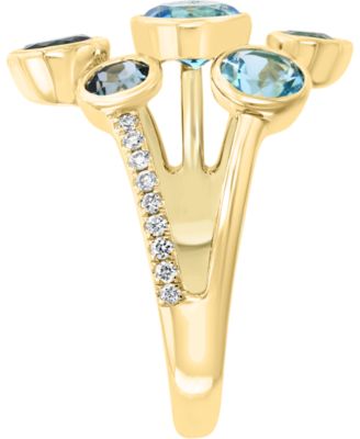 Multi-Gemstone (2 ct. t.w.) & Diamond (1/10 ct. t.w.) Ring in 14k Gold